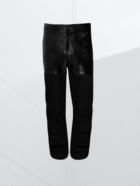 W ESSENTIAL DENIM LEATHER JEANS