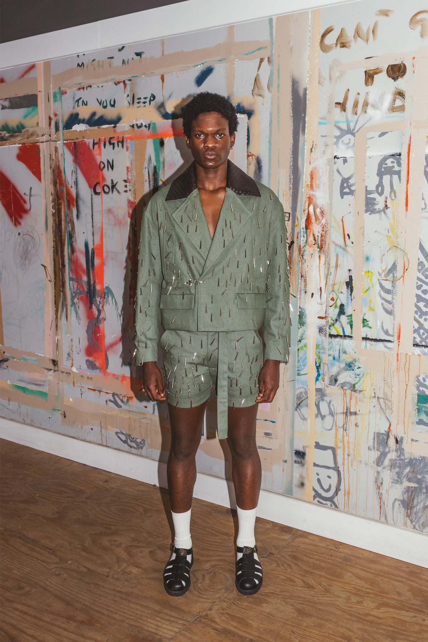 BEADED BELTED SHORTS