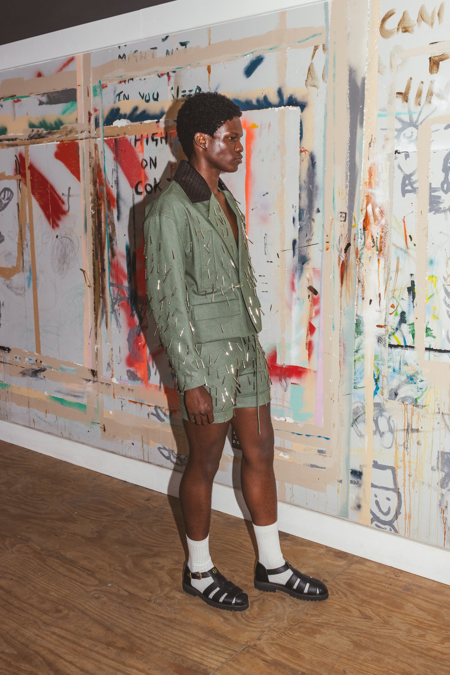 BEADED BELTED SHORTS